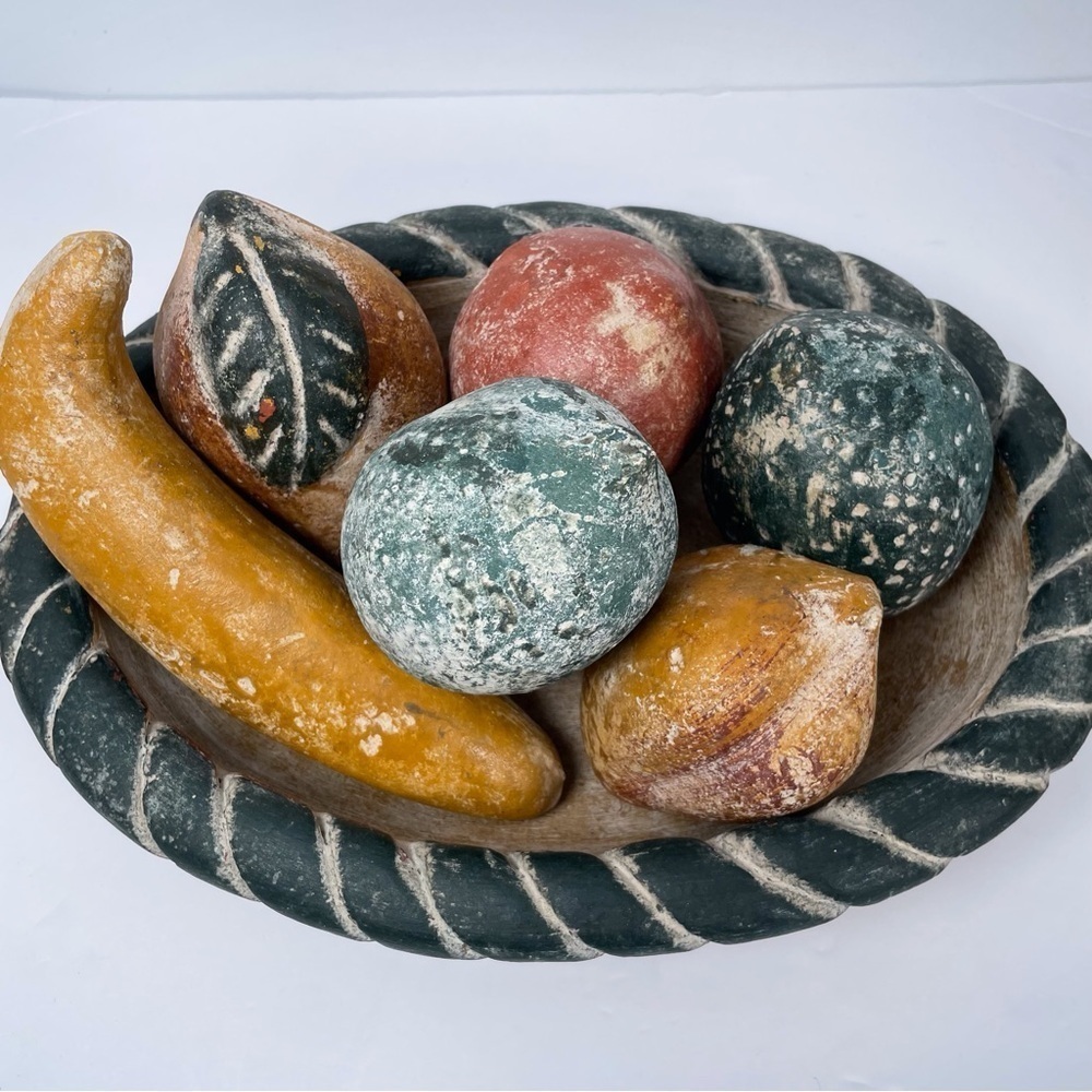 Hand Painted 7 Pieces Terracotta Fruit Bowl Rustic Vintage Vibe Center piece - Picture 3 of 9